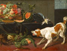 Пересъемка картин, холстов - Фландрия XVII в. Натюрморт с собакой